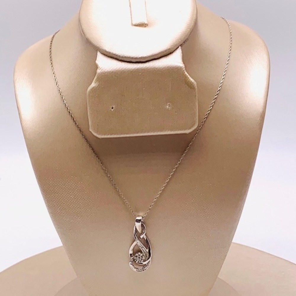 Euc Sterling Silver Double Infinity Loop Diamond - image 3